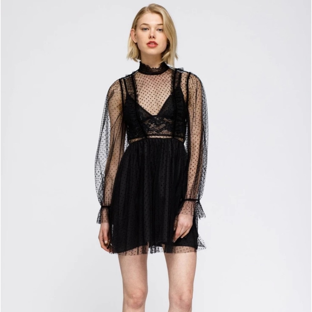 Polka dot black lace dress